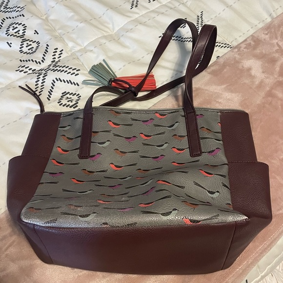 Relic Bird Print Shoulder Purse Bag purple and gray‎ novelty hipster - Picture 8 of 8